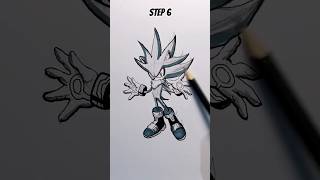 drawing silver in 6 step #shorts #drawing #art #sonic #silver drawing silver in 6 step #shorts #drawing #art #sonic #silver
