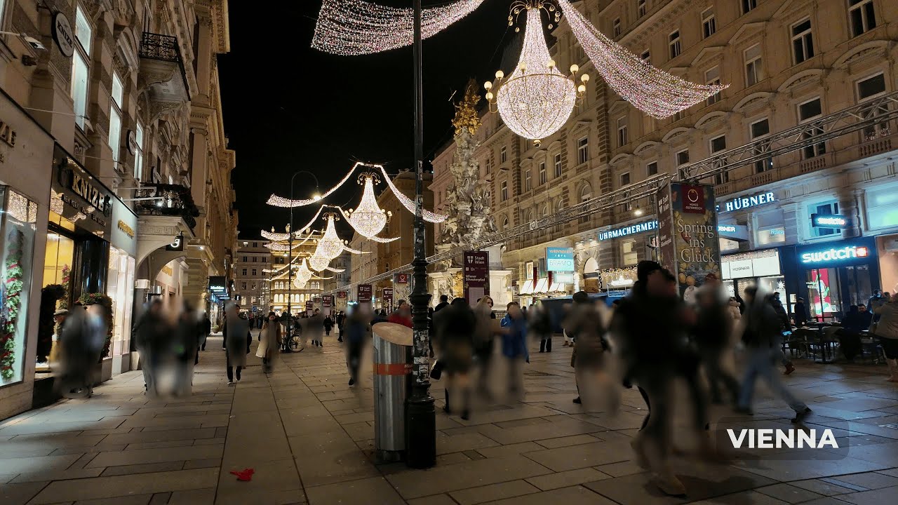 Silent Walk Vienna at Night 4K | Stephansplatz → Rathaus | No Talking