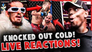 REACTIONS to Alexander Volkanovski KNOCKED OUT COLD by Ilia Topuria! *LIVE CROWD REACTIONS* UFC 289