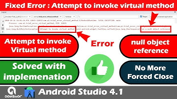 Fixed Error android error attempt to invoke virtual method | Null object reference | #android