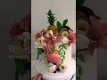 Gender Reveal Tropical Themed Fondant Cake with Sugar Flowers
