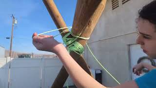 BSA Julia Millikin 1st Class Rank Requirement 3d, use lashings to make a camp structure.
