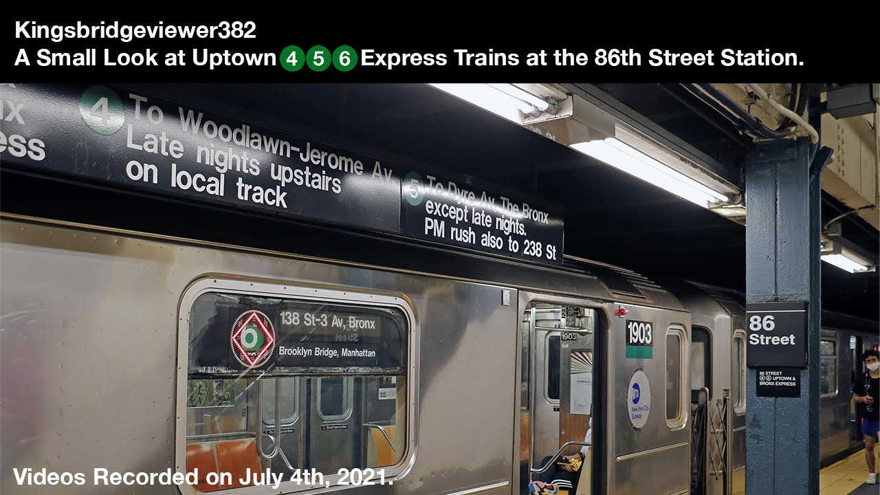 MTA New York City Subway Uptown 4, 5, & 6 Express Trains at the 86th