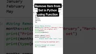 Remove item from the set in Python using Function #python #ai