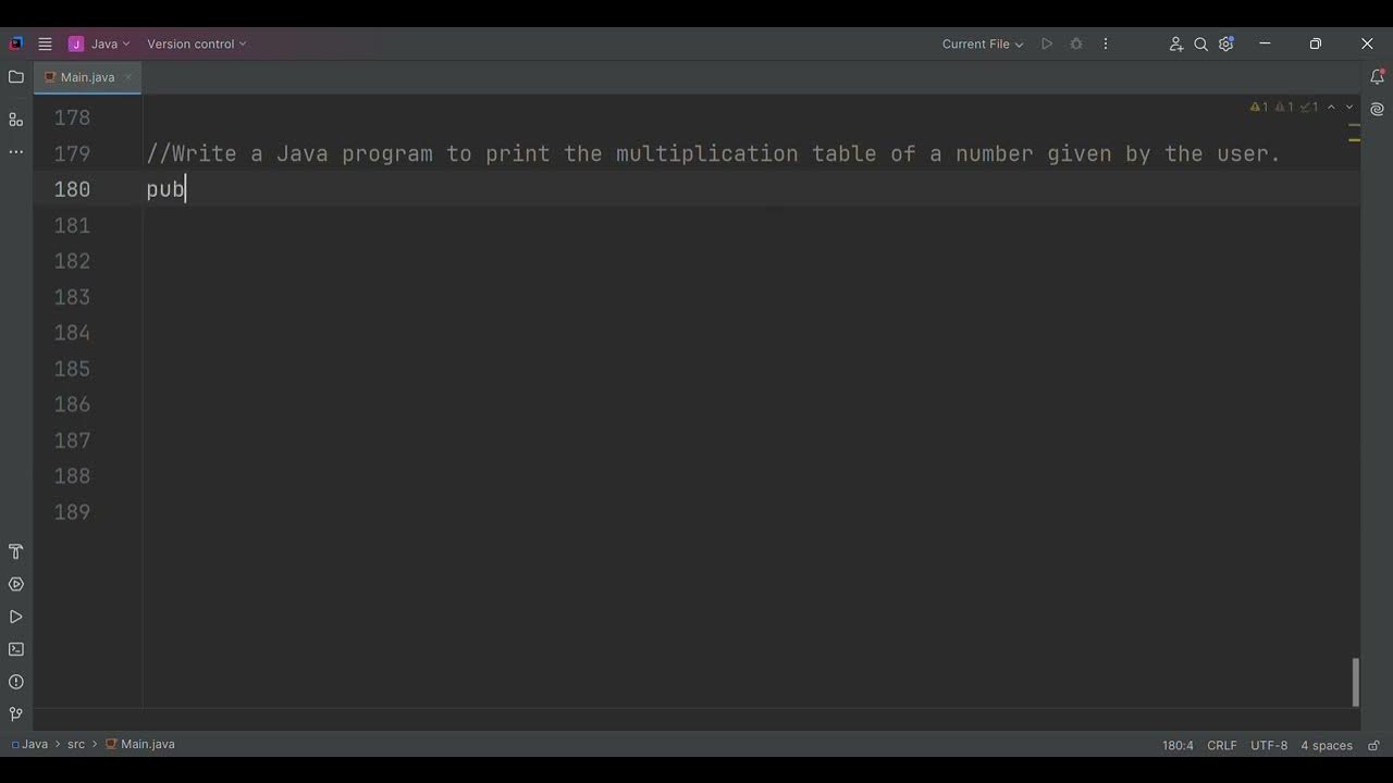 Write a Java program to print the multiplication table of a number ...