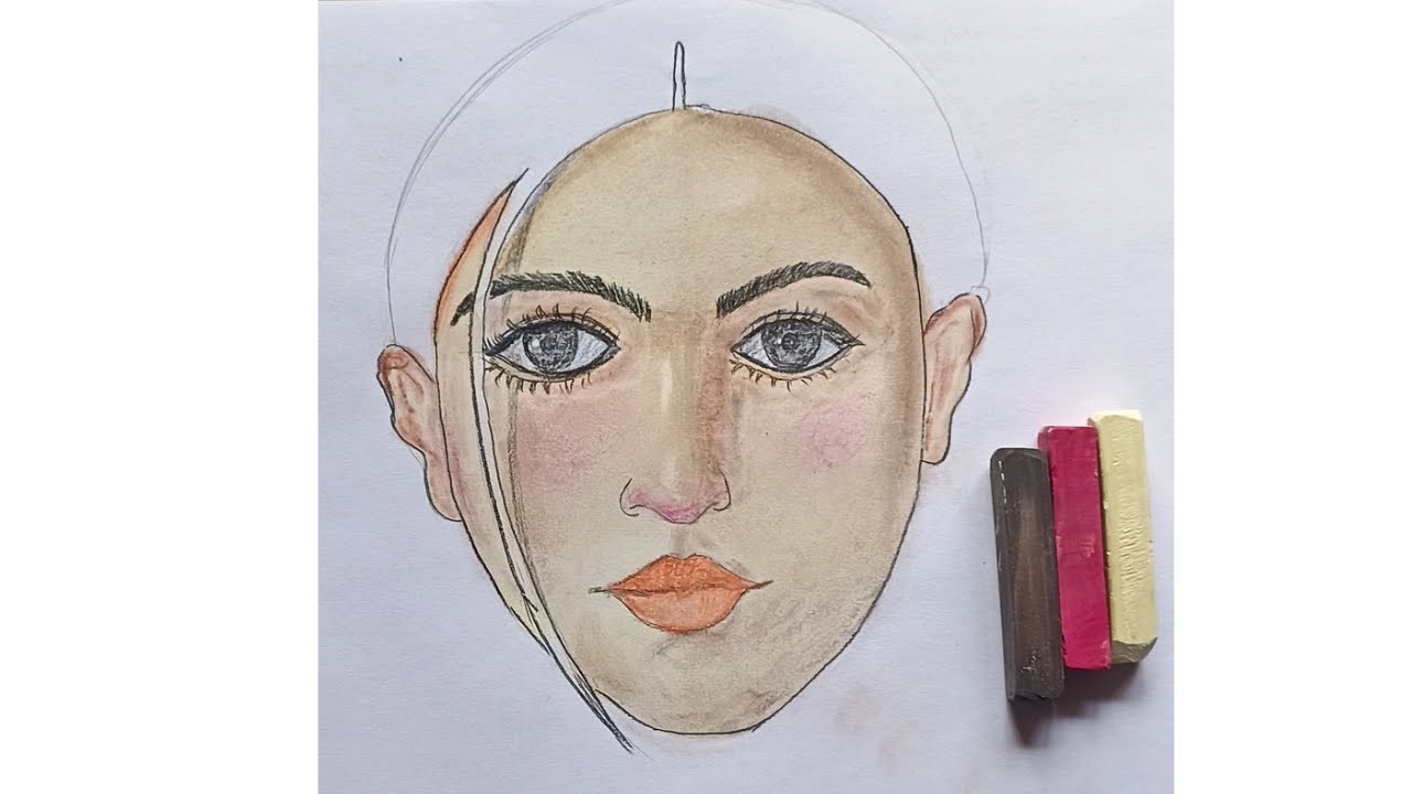 How to draw girl face step by step || Easy learn soft pastel colours ...