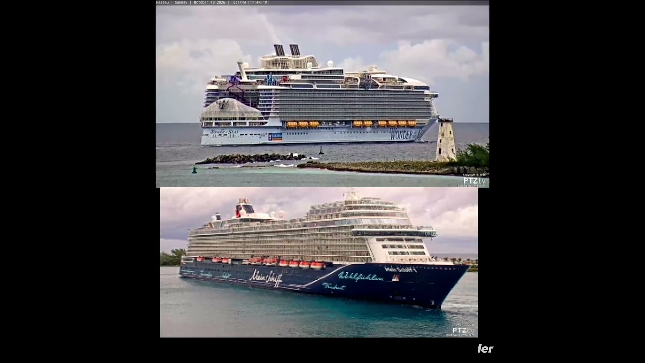mein schiff 1 departing in Nassau with #cruise horn part 2