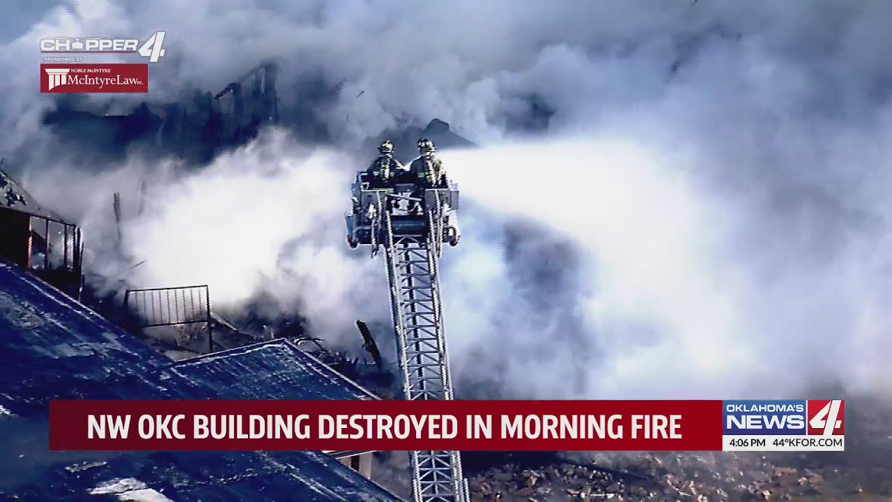 NW OKC building destroyed in morning fire - YouTube