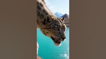 Snow Leopard chases Ibex up the cliff past the Sphinx and Pyramids! 🇪🇬 #SnowLeopard #Sphinx