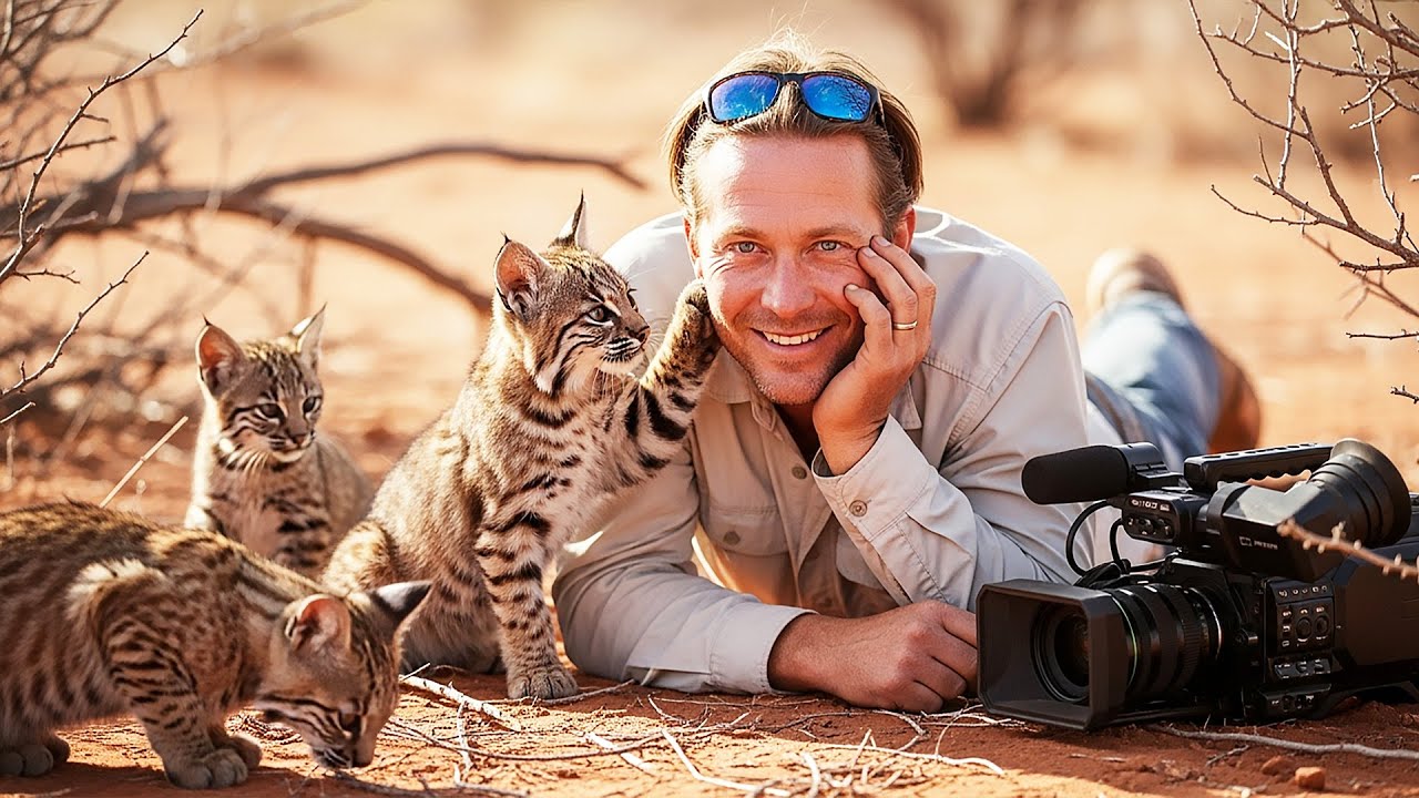He Gave a Treat to a Bobcat Kitten—Now He's Surrounded by the Whole Family of Bobcats