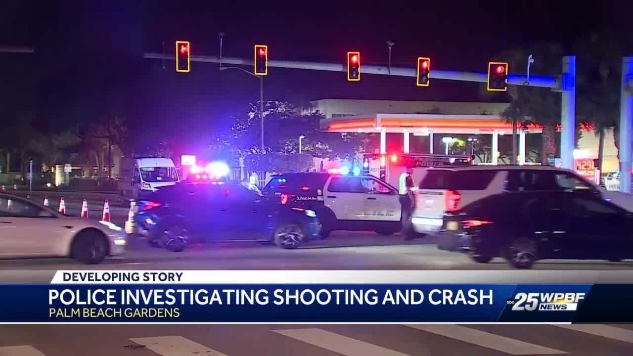 Surveillance video shows shooting crash on Northlake Blvd and Military