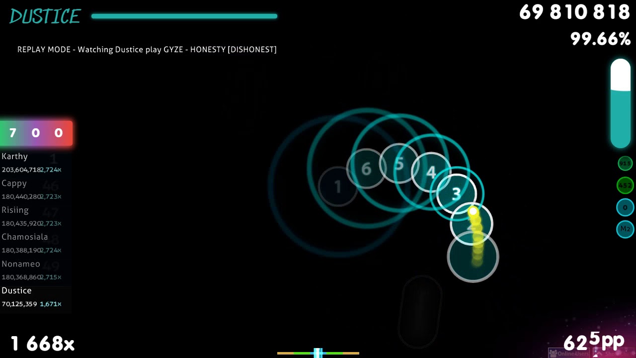 Dustice | GYZE - HONESTY [DISHONEST] +HR 99.73% {#5 825pp FC} - osu!