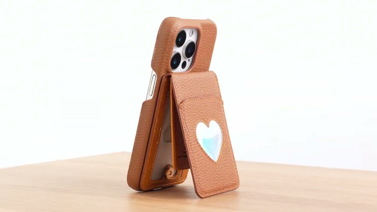 Mirror Card Holder RFID Blocking Litchi Texture PU PC Phone Back Cover for Phone Cases