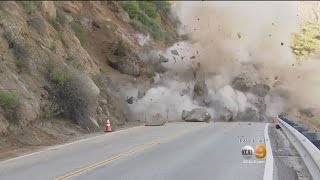 Authorities Blow Up Boulders Blocking Highway 78 In Ramona