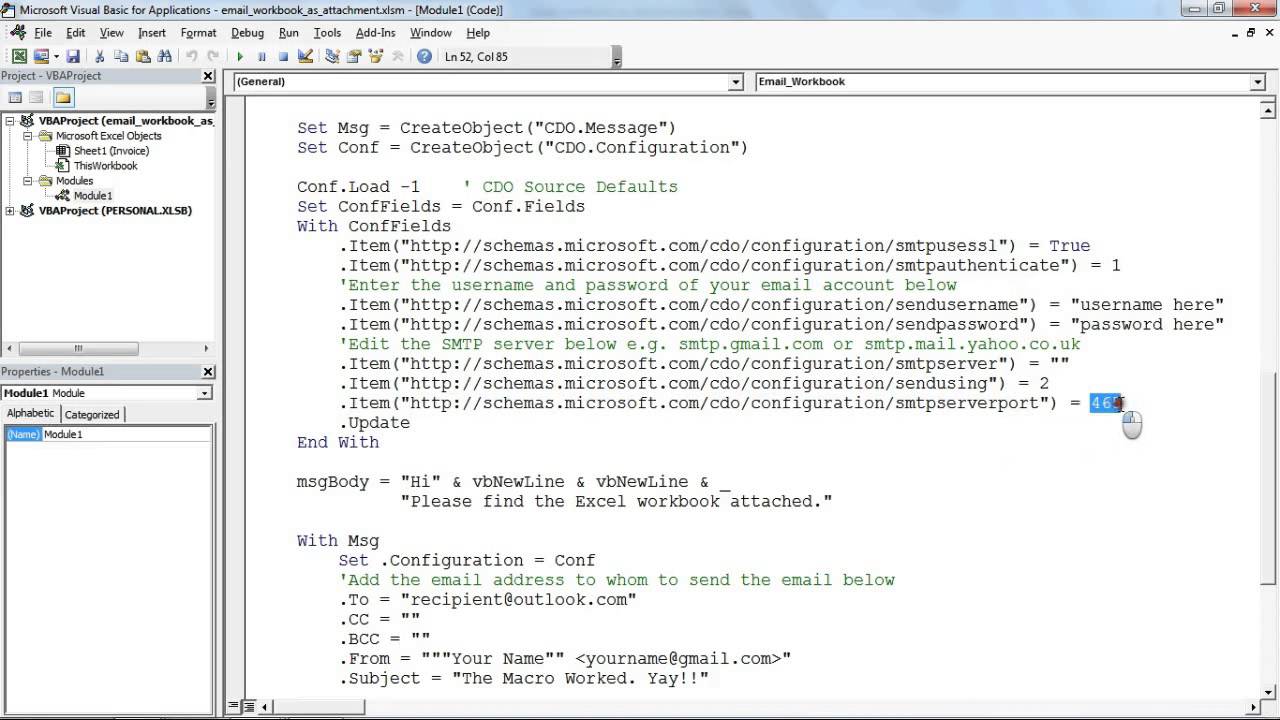 Email Workbook as an Attachment - Excel VBA - YouTube
