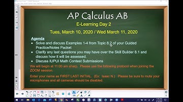 AP Calculus AB: E-Learning Day   3/10/2020   Topic 8.2   Ex