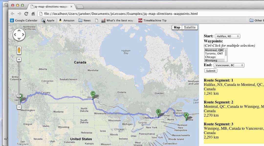 Js Map Waypoints , Waypoints in Directions – YOZJI