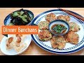 Dinner Banchans: Squid Fritters, Garlic Tofu, Wood Ear Salad