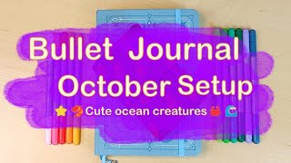 ⭐🦀October Bullet Journal Setup 🌊 Cute Ocean Theme🦐🐙