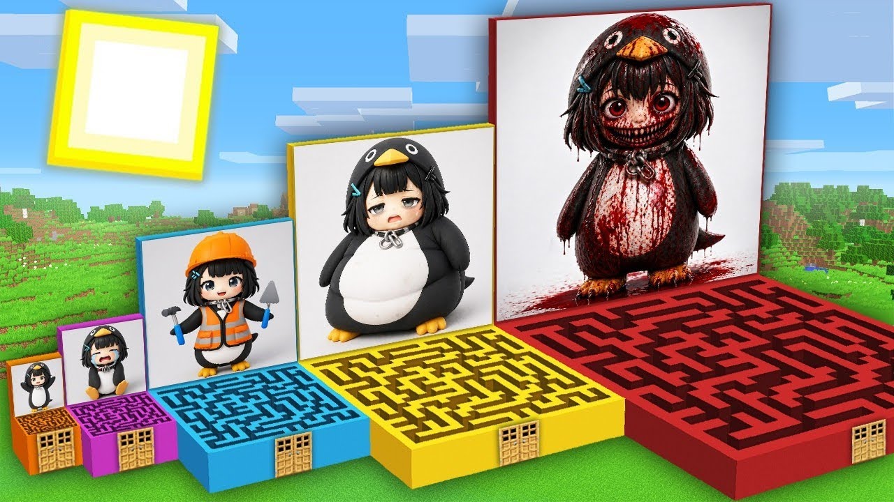 WHAT INSIDE this ALL SIZE CUTEST GUGA GAGA PENGUIN | CREEPYPASTA MONSTERS in Minecraft ?