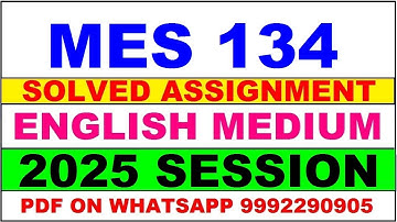mes 134 solved assignment 2025 | mes 134 solved assignment in english 2025 | mes 134 2024-25