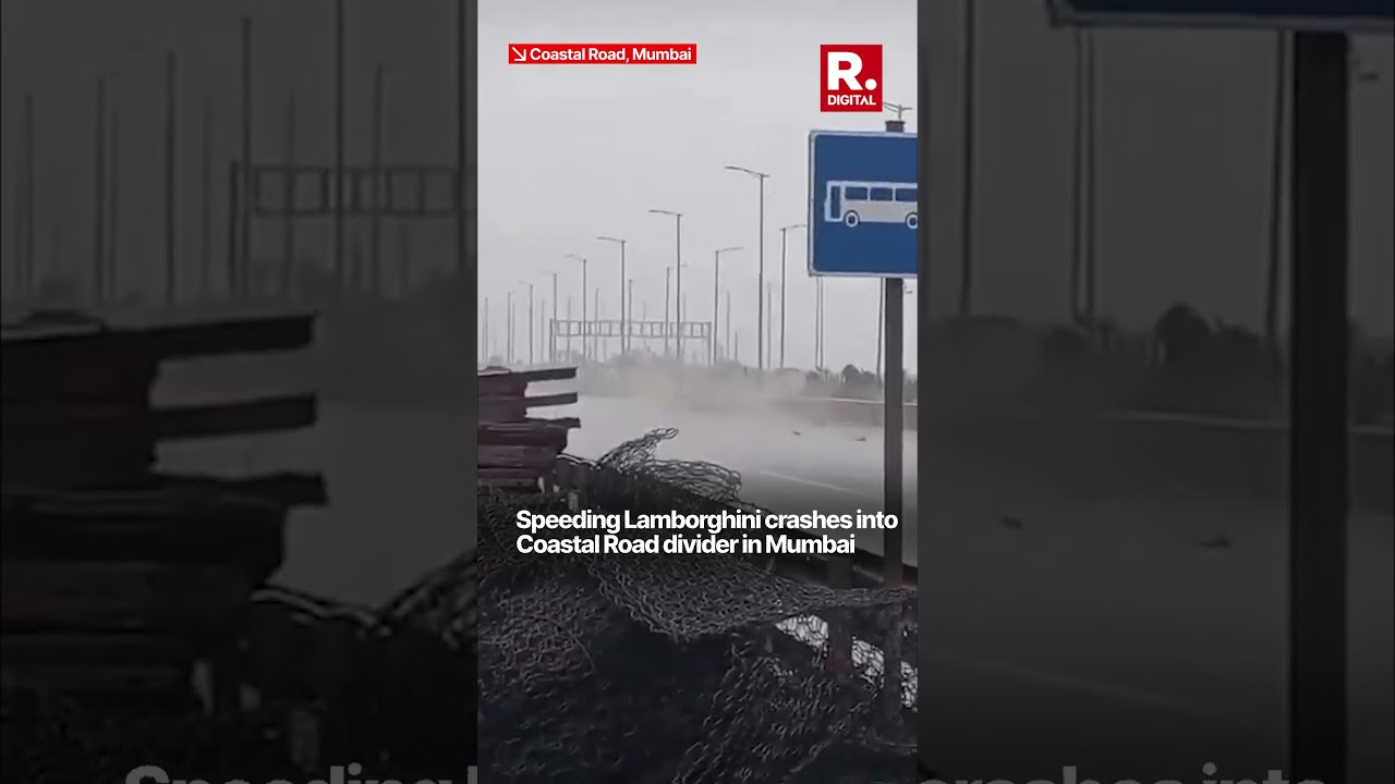 Speeding Lamborghini Crashes Into Coastal Road Divider In Mumbai