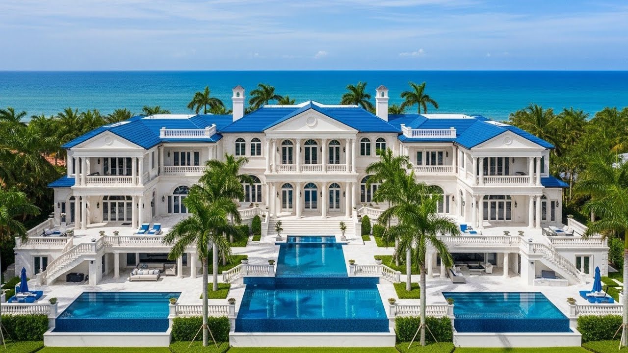 Inside a $25 Million White & Blue Oceanfront Mansion