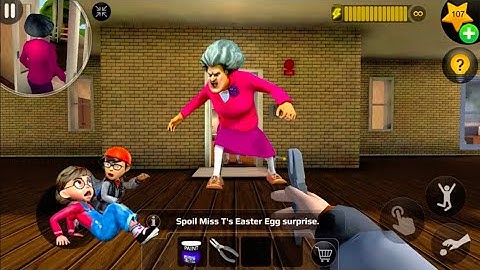 Scary teacher 3D walkthrough play chapter 6 Trouble In Paradise funny troll miss t( iOS, android)