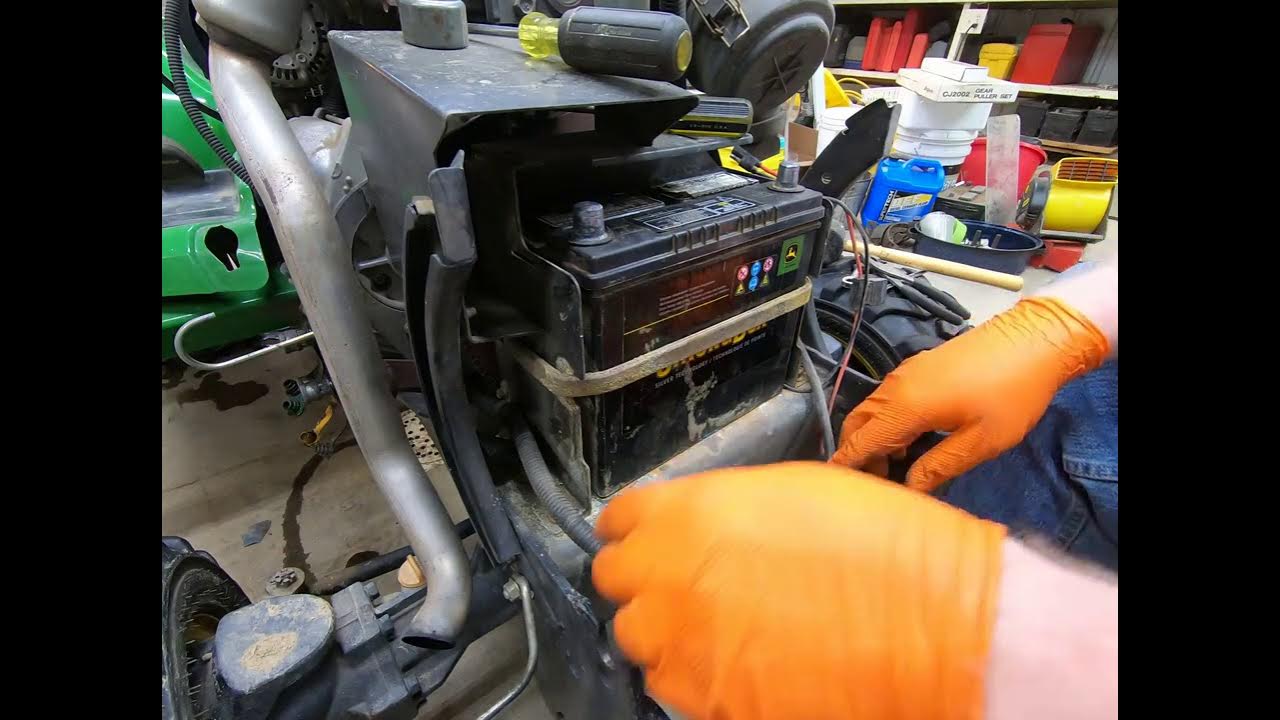 John Deere X748 Maintenance (Battery, Oil Change) YouTube