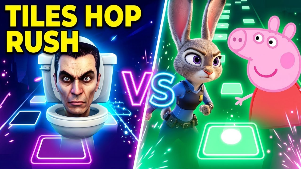 Skibidi Toilet 🆚 Light Head🆚Peppa PIG🆚Judy and Nick🎶 Tiles Hop EDM Rush