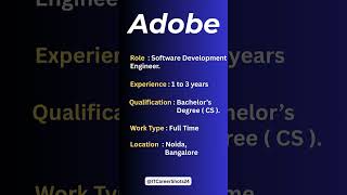 Adobe is Hiring Now || Software Engineer || #adobe #hiring #softwareengineer #engineering #viral