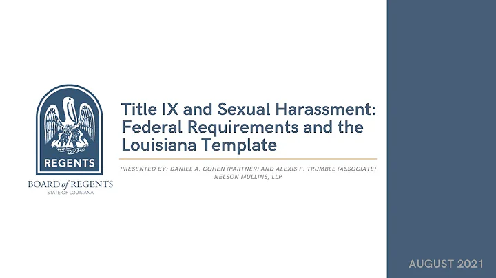 Title IX and Sexual Harassment: Federal Requirements and the Louisiana Template