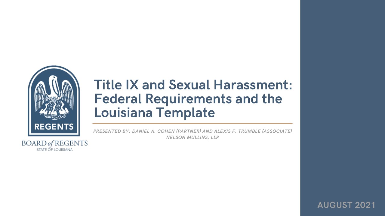 Title IX and Sexual Harassment: Federal Requirements and the Louisiana Template
