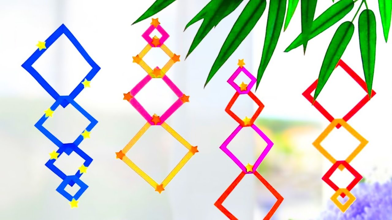 【簡単✨七夕飾り】菱飾りの作り方🎋折り紙１枚で すぐ出来る【切って折るだけ】DIY How to make paper square decoration. Origami.