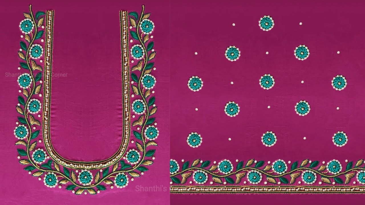 Aari Work Blouse Design Using Normal Needle | Pink colour Aari ...