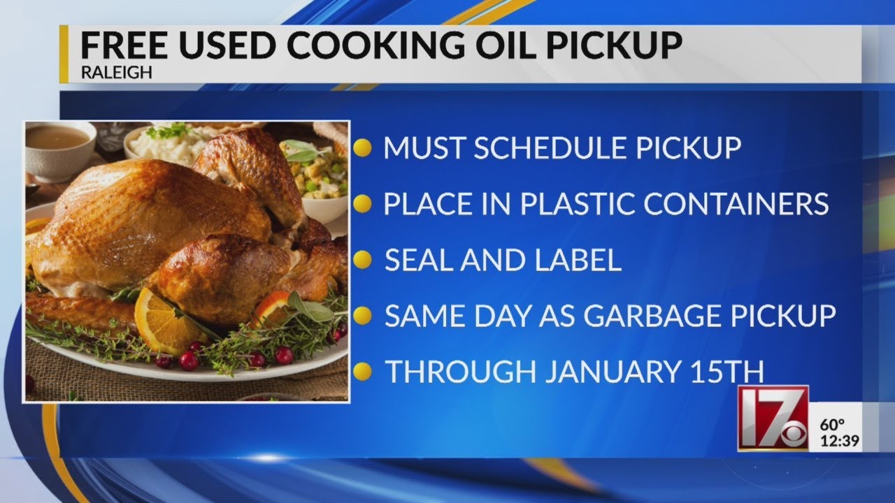 Free used cooking oil pickup in Raleigh