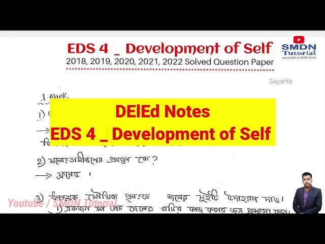 EDS 4 Development of Self Notes for DElEd Exam 2023 । class=