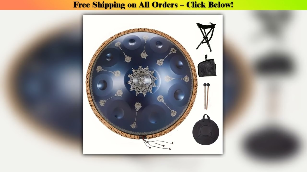 432Hz Handpan Drum, 9 Notes 55.88 cm Healing D Minor for Beginners, High Quality Steel Tongue Drum