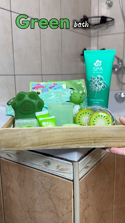 Green bath💚🧼  What's next? #asmr #bathroutine #bathessentials #night #shorts #fyp #viral #bathtime