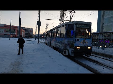 Именной трамвай 71-605 (КТМ-5М3) в Ярославле! Маршрут 1