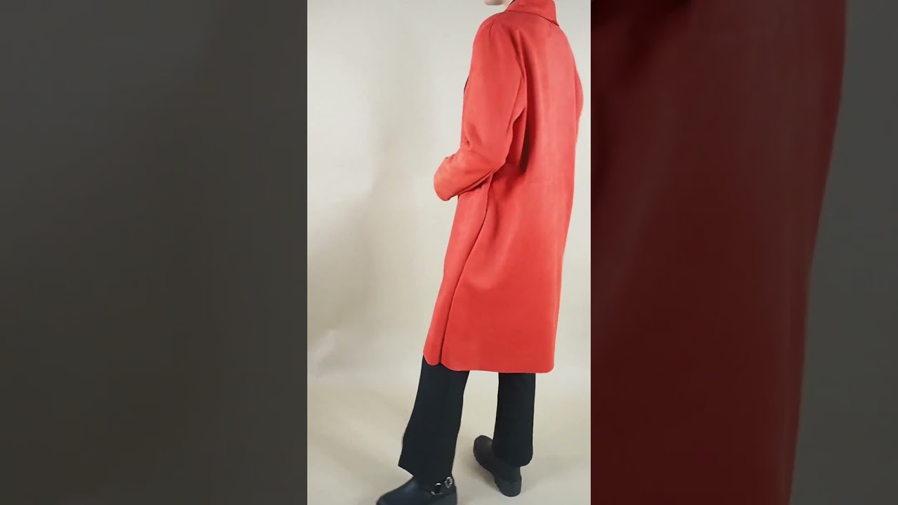 Made in Italy Suko Stretch Suedette Classic Duster Jacket Ruby 
