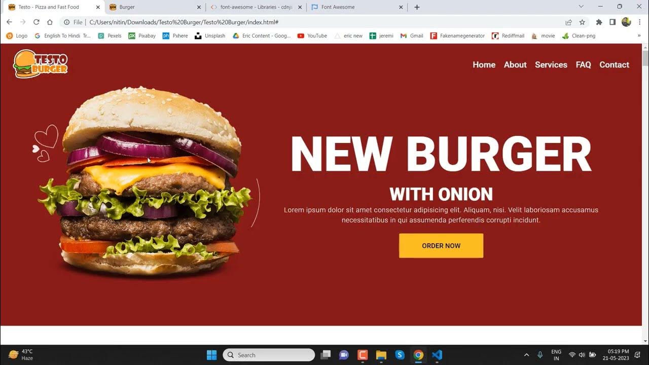 Learn a burger website using html, css,javascript in easy methods. in ...