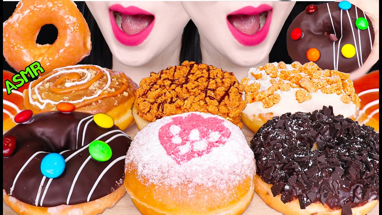 ASMR KRISPY KREME DONUT *CHOCOLATE, PEANUT BUTTER 크리스피 크림 도넛, 도너츠, 빵 먹방