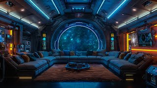 Galatic Chambers | Cozy Living Room in SciFi SpaceShip | Relaxing Sound of Deep Space Flight | LIVE