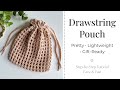 Crochet Mesh Stitch Drawstring Pouch - Easy, Elegant & Perfect as a Gift!