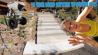 Mud Mixer Assembly, Review, and First Project.  Concrete Stairs DYI Automatic Mixing Concrete Tool