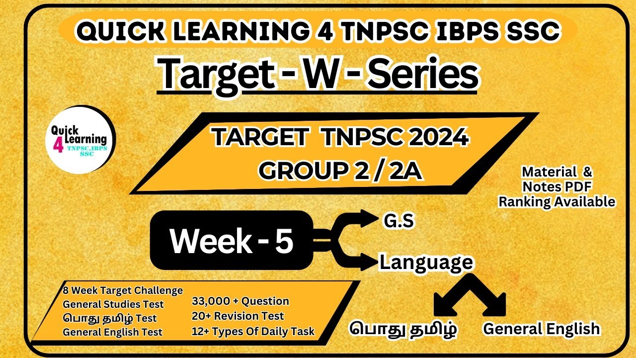 Week 5 TNPSC Group 2/2A 2024 | Target W Series Weekly Series | Quick ...