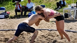 Girl vs Boy Beach Wrestling 😱 Unexpected Power Show! 💥 #shorts #grappling #wrestling