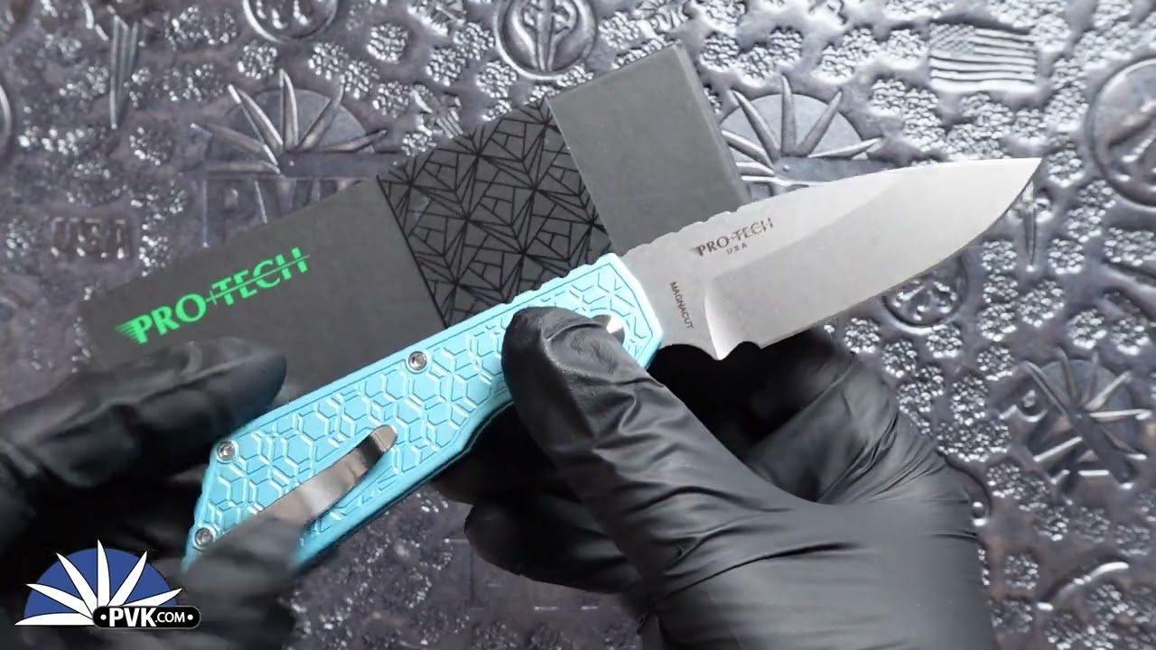 Protech Strider PT+ Stonewash Magnacut Blade, Tiffany Blue