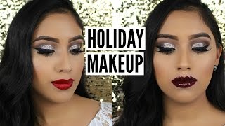 EASY Classic Glitter Holiday Makeup Tutorial | 2 Lip Options